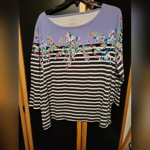 3X Floral Striped Shirt